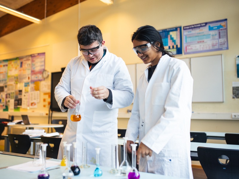 Students study with experimental equipment at Eerde International Boarding School.